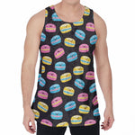 Happy Macarons Pattern Print Men's Velvet Tank Top