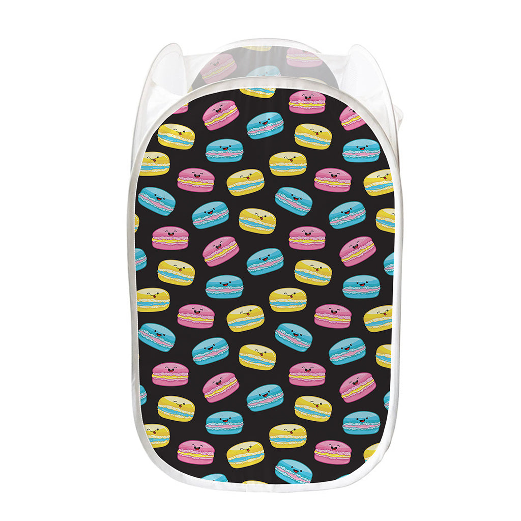 Happy Macarons Pattern Print Mesh Laundry Hamper