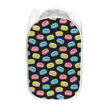 Happy Macarons Pattern Print Mesh Laundry Hamper