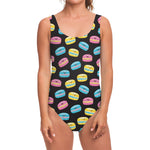 Happy Macarons Pattern Print One Piece Swimsuit