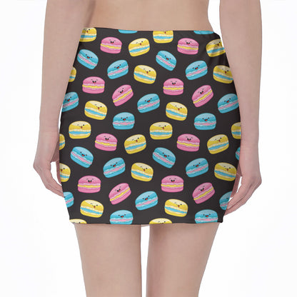 Happy Macarons Pattern Print Pencil Mini Skirt