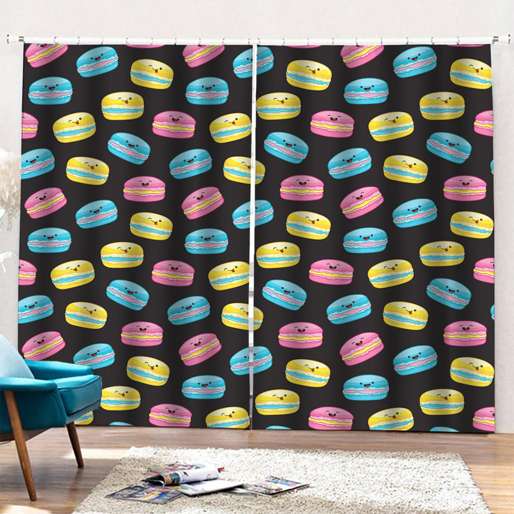 Happy Macarons Pattern Print Pencil Pleat Curtains