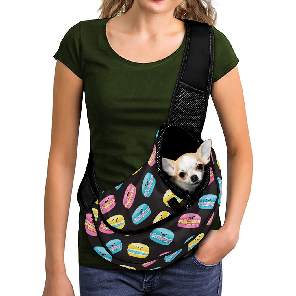 Happy Macarons Pattern Print Pet Sling Carrier
