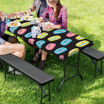 Happy Macarons Pattern Print Picnic Table Cover