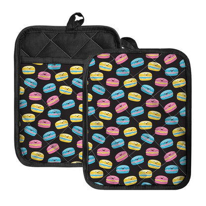 Happy Macarons Pattern Print Pot Holders With Pocket