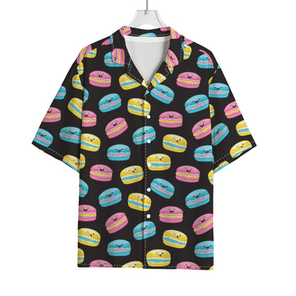 Happy Macarons Pattern Print Rayon Hawaiian Shirt