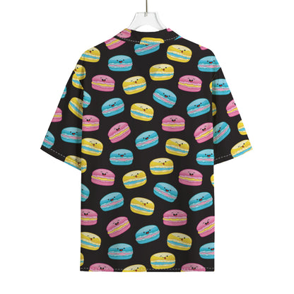 Happy Macarons Pattern Print Rayon Hawaiian Shirt