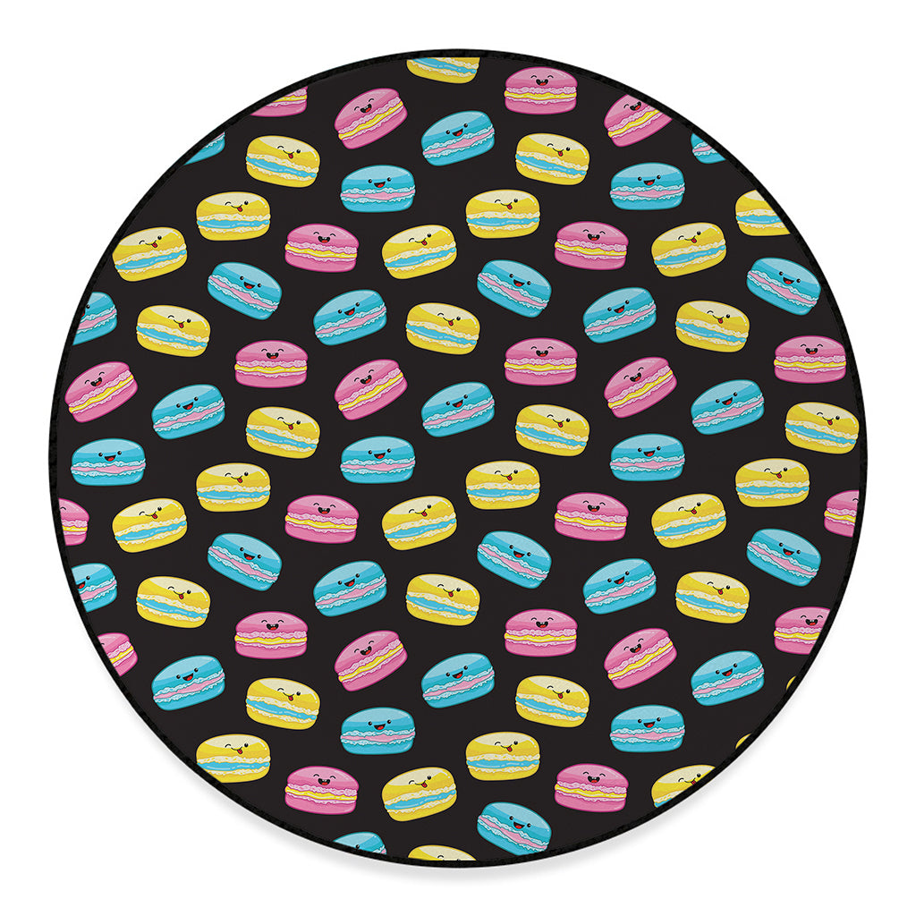 Happy Macarons Pattern Print Round Floor Mat