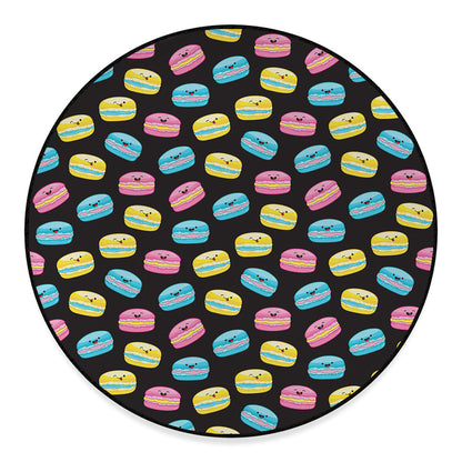 Happy Macarons Pattern Print Round Floor Mat