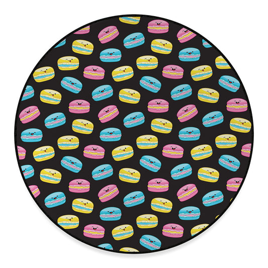 Happy Macarons Pattern Print Round Floor Mat