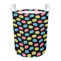 Happy Macarons Pattern Print Round Laundry Basket
