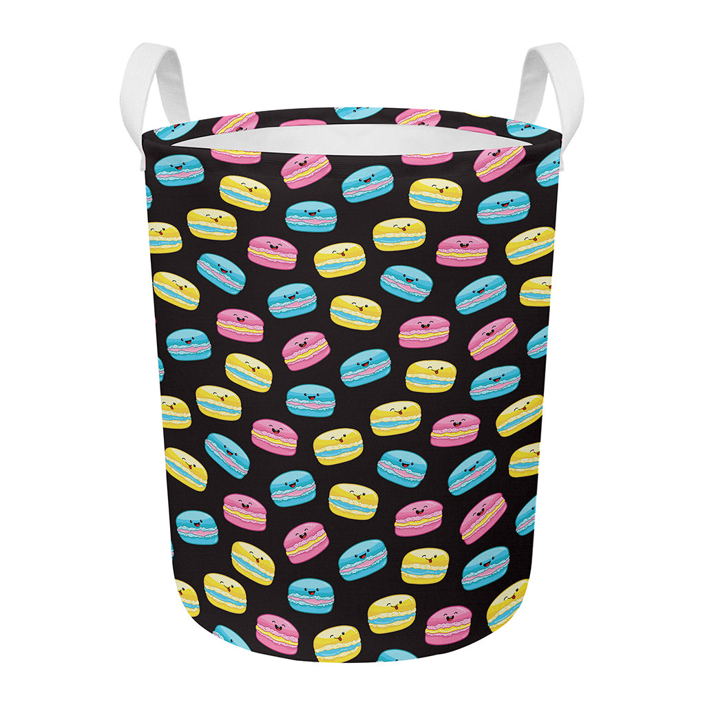 Happy Macarons Pattern Print Round Laundry Basket