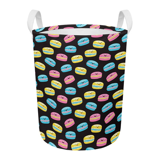 Happy Macarons Pattern Print Round Laundry Basket