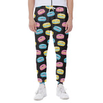 Happy Macarons Pattern Print Scuba Joggers