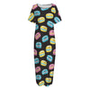 Happy Macarons Pattern Print Short Sleeve Long Nightdress