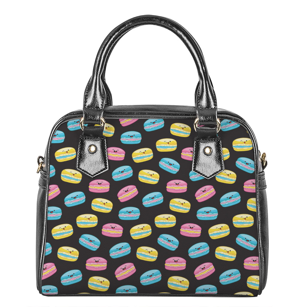 Happy Macarons Pattern Print Shoulder Handbag