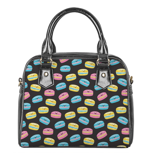 Happy Macarons Pattern Print Shoulder Handbag