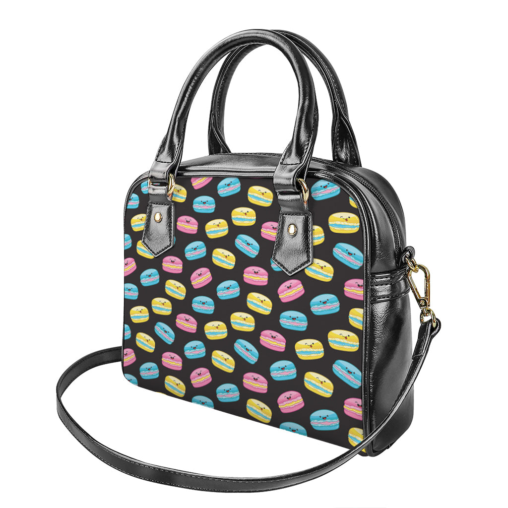 Happy Macarons Pattern Print Shoulder Handbag