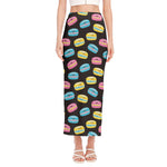 Happy Macarons Pattern Print Side Slit Maxi Skirt
