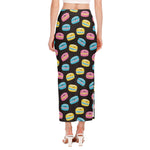 Happy Macarons Pattern Print Side Slit Maxi Skirt