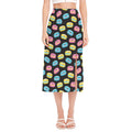 Happy Macarons Pattern Print Side Slit Midi Skirt