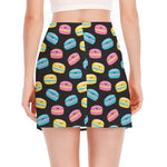 Happy Macarons Pattern Print Side Slit Mini Skirt