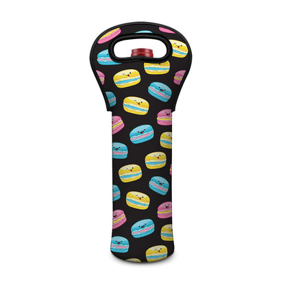Happy Macarons Pattern Print Single Neoprene Wine Tote