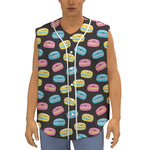 Happy Macarons Pattern Print Sleeveless Baseball Jersey