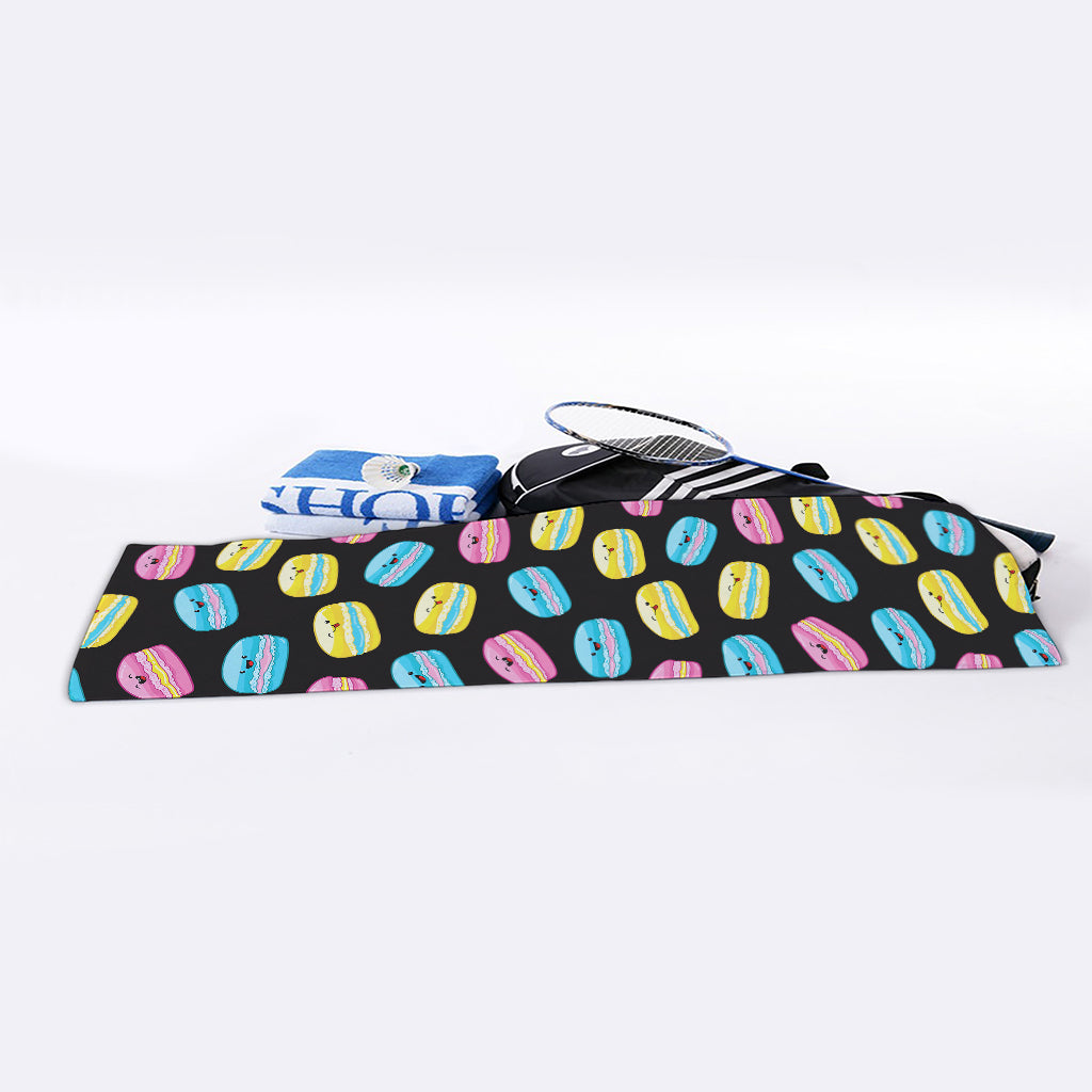 Happy Macarons Pattern Print Sports Towel