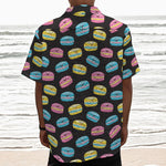 Happy Macarons Pattern Print Textured Short Sleeve Shirt