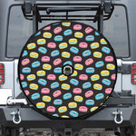 Happy Macarons Pattern Print Tire Cover With Camera Hole