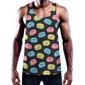 Happy Macarons Pattern Print Men's Workout Tank Top