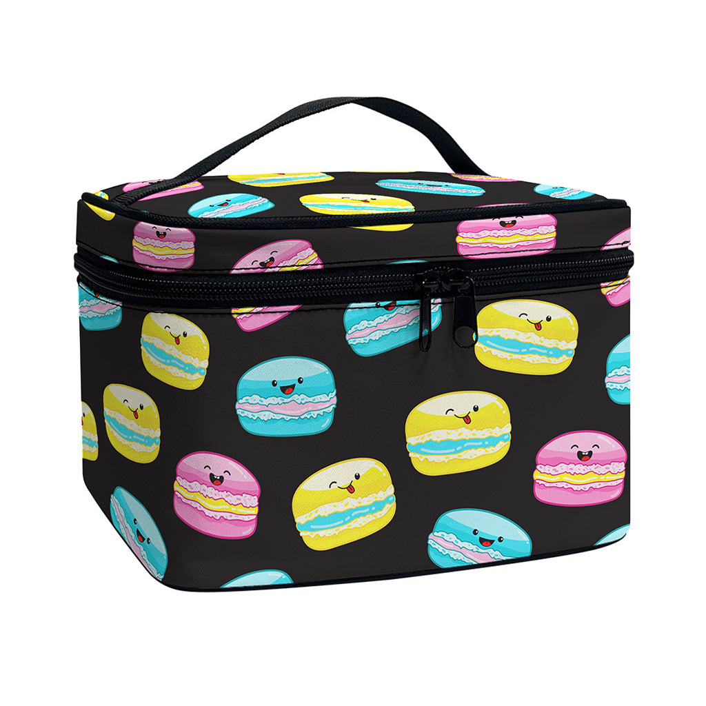 Happy Macarons Pattern Print Travel Makeup Bag