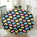 Happy Macarons Pattern Print Waterproof Round Tablecloth