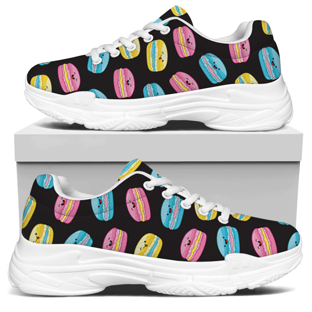 Happy Macarons Pattern Print White Chunky Shoes