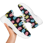 Happy Macarons Pattern Print White Chunky Shoes