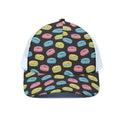 Happy Macarons Pattern Print White Mesh Trucker Hat