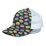 Happy Macarons Pattern Print White Mesh Trucker Cap