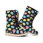 Happy Macarons Pattern Print Winter Boots