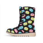 Happy Macarons Pattern Print Winter Boots