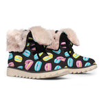 Happy Macarons Pattern Print Winter Boots