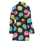 Happy Macarons Pattern Print Women's Bathrobe