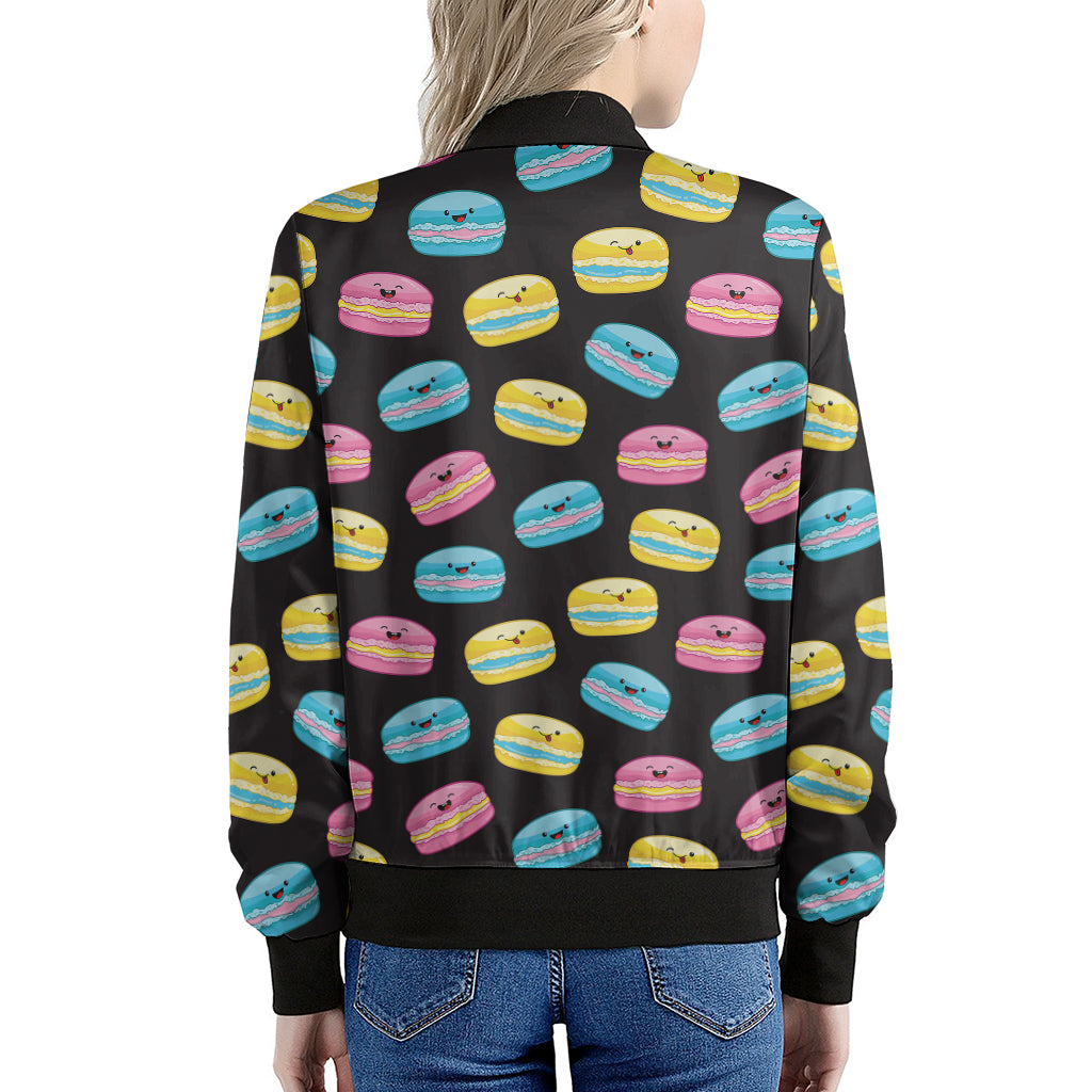 Happy Macarons Pattern Print Women's Bomber Jacket