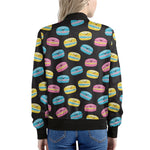 Happy Macarons Pattern Print Women's Bomber Jacket