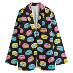 Happy Macarons Pattern Print Women's Cotton Blazer
