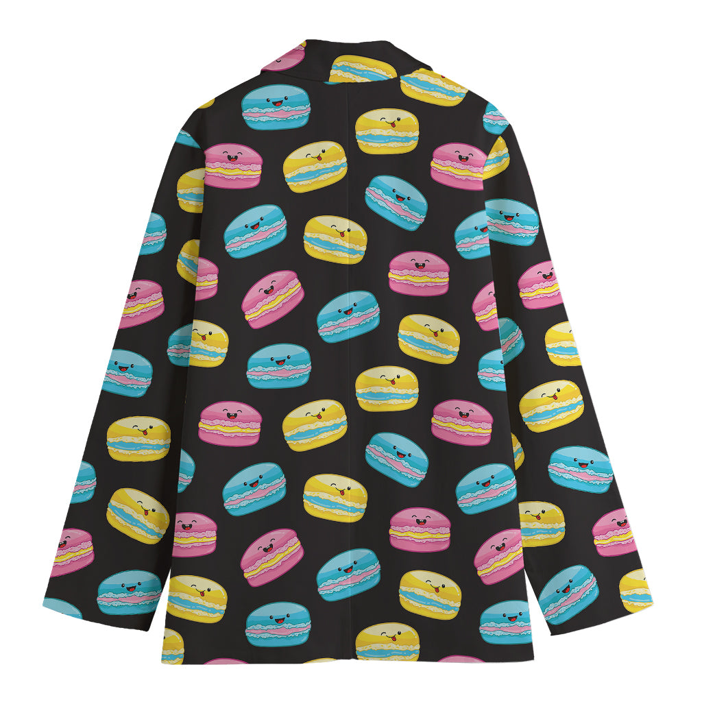Happy Macarons Pattern Print Women's Cotton Blazer