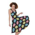 Happy Macarons Pattern Print Women's Sleeveless Dress