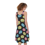 Happy Macarons Pattern Print Women's Sleeveless Dress