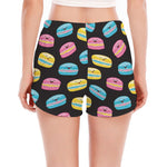Happy Macarons Pattern Print Women's Split Running Shorts