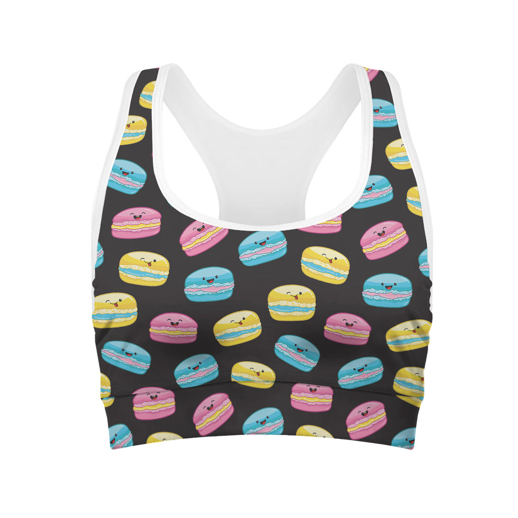Happy Macarons Pattern Print Women's Sports Bra